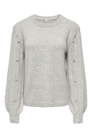 Only Only onlrene life ls button o-neck cs knt Trui light grey melange