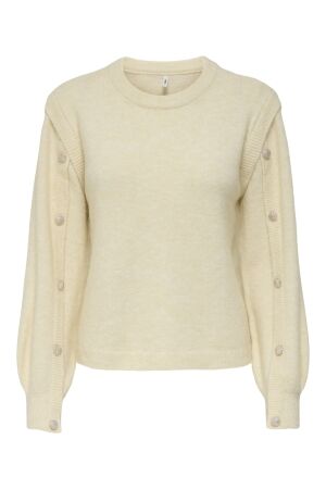 Only Only onlrene life ls button o-neck cs knt Trui egret melange