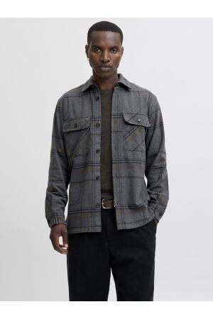 J&J Premium J&J Premium jprrayle melange check l/s overshirt sn Overshirt dark grey Dark Grey