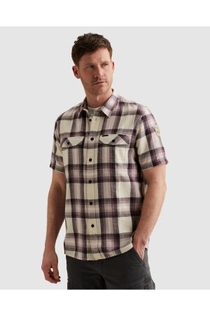 PME Legend PME Legend wrenchmen s/s slub block check psis2603258 Overhemd 4323 moonscape