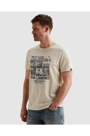 PME Legend PME Legend single jersey print ptss2603554 Overhemd 7013 bone white