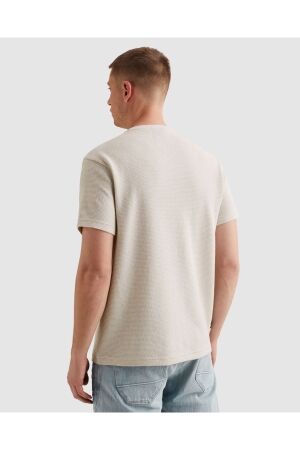 PME Legend PME Legend two tone textured stripe ptss2603569 Print T-shirts 7013 bone white