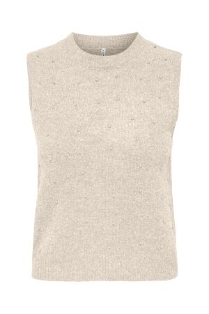 Only Only onlrenata life sl o-neck pearl vest knt Trui korte mouw whitecap gray