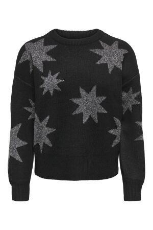 Only Only onlrosie ls o-neck glitter knt Trui black
