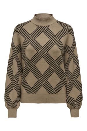 Only Only onlanny ls jq o-neck knt 15327635 Trui cocoa créme