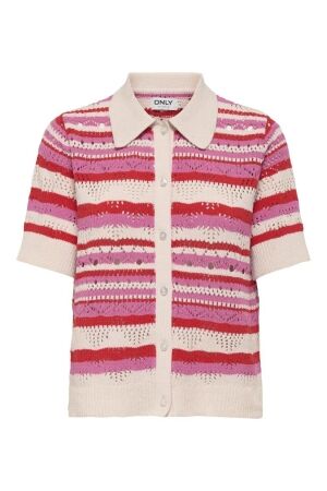 Only Only onllula polo s/s cardigan knt noos 15355455 Vest 4842217 high risk red pink - cd