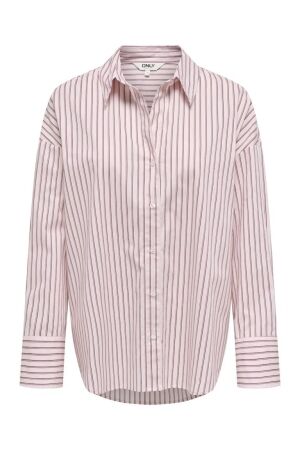 Only Only onloregon alva ls reg shirt noos wvn 15367554 Blouse 5012928 fuchsia pink bordeaux+white 5012928 Fuchsia Pink BORDEAUX+WHITE