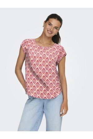Only Only onlvic s/s aop top noos wvn 15161116 T-shirt Korte mouw 4966159 equestrian red warm tiles 4966159 Equestrian Red WARM TILES