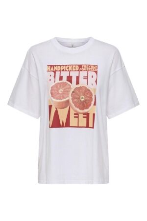 Only Only onlmila s/s print box jrs 15372177 T-shirt Korte mouw 4991221 bright white mila bitterswe