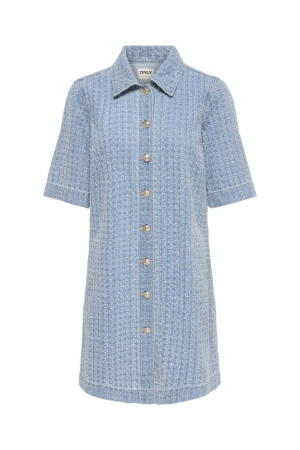 Only Only onlbelle boucle s/s dnm dress bj 15371185 Jurk 4991822 light blue denim