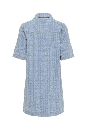 Only Only onlbelle boucle s/s dnm dress bj 15371185 Jurk 4991822 light blue denim