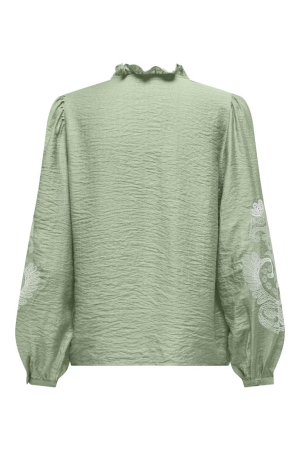 Only Only onlnew malou l/s emb top wvn cs 15344970 T-shirt Lange mouw 5008685 laurel green