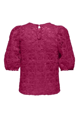 Only Only onlbenia s/s o-neck lace top jrs 15372720 T-shirt Korte mouw 5033271 sangria