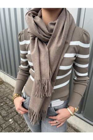 HS Fashion HS Fashion sjaal s22553 taupe Sjaals taupe