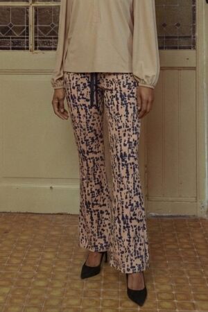 Studio Anneloes Studio Anneloes flair drawstring block trousers 13506 Flared 2269 latte/dark blue