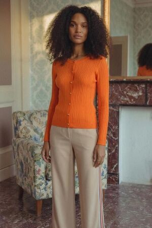 Studio Anneloes Studio Anneloes ziva rib cardigan 13527 Vest 4300 bright orange