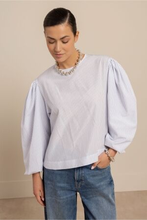 Studio Anneloes Studio Anneloes florence stripe top 13583 T-shirt Korte mouw 6610 light blue/off white