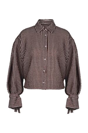 Studio Anneloes Studio Anneloes ivara structure blouse 13569 Blouse 8713 espresso/ecru