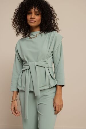 Studio Anneloes Studio Anneloes hailey twill top 13552 T-shirt Korte mouw 7700 light sage green