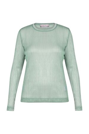 Studio Anneloes Studio Anneloes roxy lurex plisse top 13558 T-shirt Lange mouw 7700 light sage green