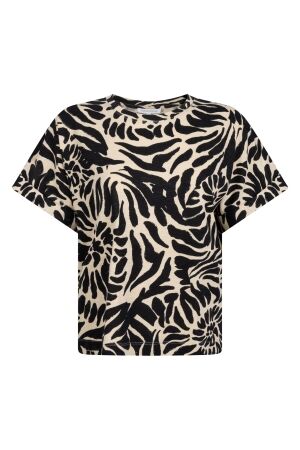 Tramontana Tramontana top safari bloom  e01-20-401 Tops en Singlets 100002-printblack&pebble