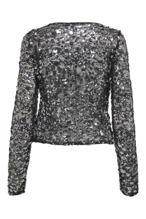 Only Only onlpalema ls lace sequin top wvn T-shirt Lange mouw silver
