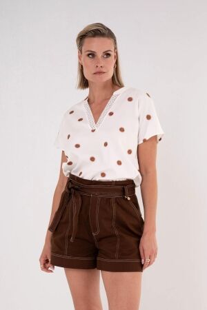 Maicazz Maicazz tosina top su26.60.312 T-shirt Korte mouw offwhite orange