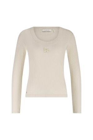 Nukus Nukus lilia top ls rib nkf01039 T-shirt Lange mouw 17 off white