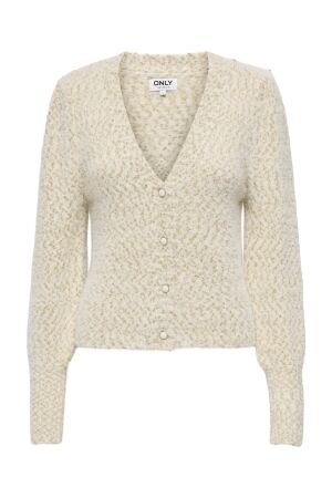 Only Only onlrosette ls cardigan cs knt Vest egret pale gold glitter/ dtm button w. gold
