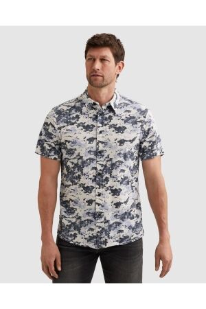 PME Legend PME Legend skynight s/s aop abstract cloud on pique jersey ps Overhemd 5301 vintage indigo