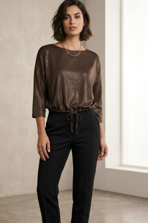 Elvira Casuals Elvira Casuals top britt e1 26-015 T-shirt Korte mouw 109 taupe