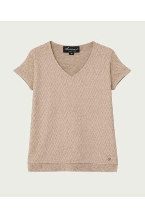 Elvira Casuals Elvira Casuals top angela e1 26-025 T-shirt Korte mouw 1056 creme melange
