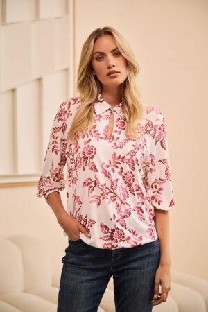Helena Hart Helena Hart top liv print 7761 Tops en Singlets roze