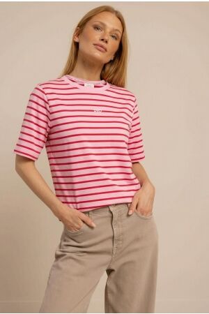 Studio Anneloes Studio Anneloes stripe studio floor t-shirt 13689 T-shirt Korte mouw 4044 ruby red/ pop pink