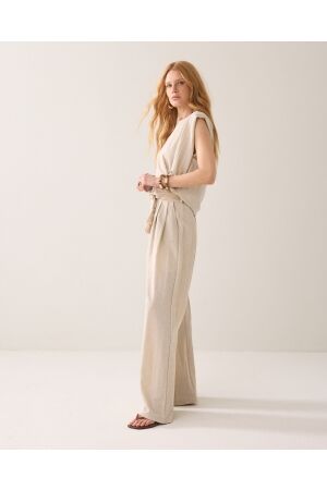 Summum Summum trouser linen look 4s2972-30761 Broek 702 pebble beige