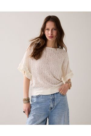 Summum Summum top open jaquard 3s5297-30757 T-shirt Korte mouw 115 off white