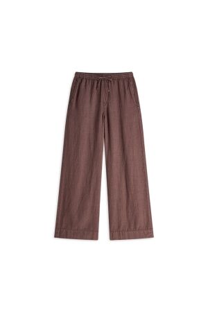 Summum Summum wideleg pant light linen 4s2984-12477 Broek 334 deep fig