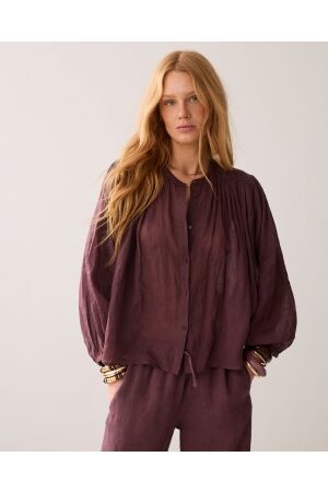 Summum Summum blouse ramie 2s3508-12462 Blouse 334 deep fig