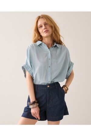 Summum Summum blouse short sleeves viscose cotton 2s3484-12370 Blouse 431 glacier blue