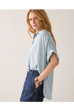 Summum Summum blouse short sleeves viscose cotton 2s3484-12370 Blouse 431 glacier blue