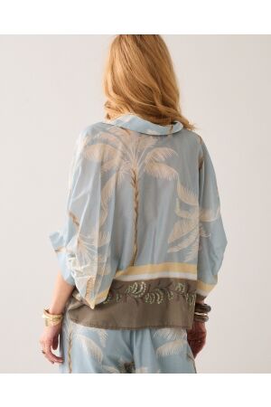 Summum Summum blouse palmtree print 2s3496-12451 Blouse 431 glacier blue