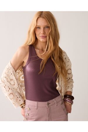 Summum Summum rib tanktop cotton rib 3s4873-5183 Tops en Singlets 334 deep fig
