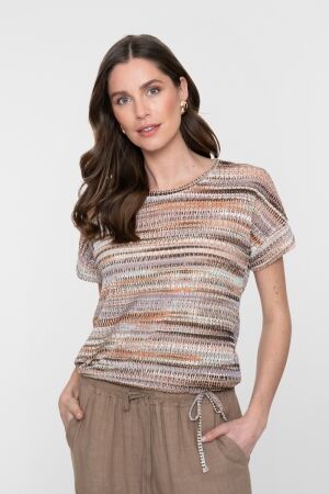 Geisha Geisha top 62333-20 T-shirt Korte mouw 602 aqua/camel/sand