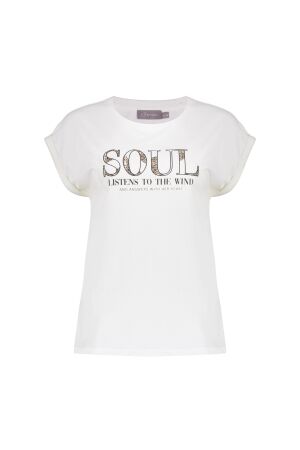 Geisha Geisha t-shirt 'soul' 62370-41 T-shirt Korte mouw 10 off-white/black/camel