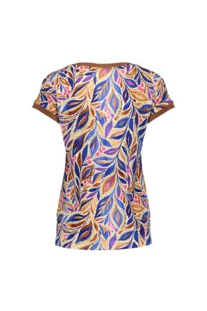 Geisha Geisha t-shirt with rib jersey aop 62462-60 sarah T-shirt Korte mouw 815 pr.02-26-2 indigo/purple