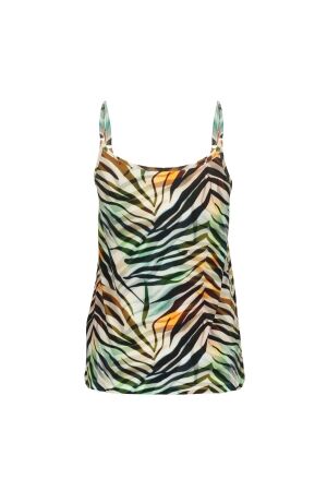 Geisha Geisha singlet jersey aop 62465-60 sue Tops en Singlets 775 pr.03-26-2 brown/green