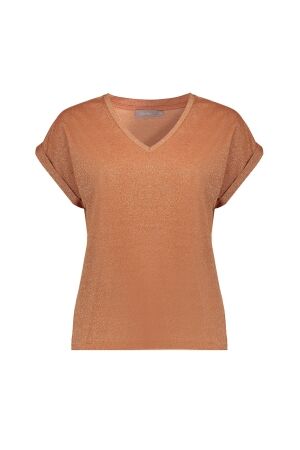 Geisha Geisha t-shirt lurex v-neck 62351-24 T-shirt Korte mouw 202 ginger