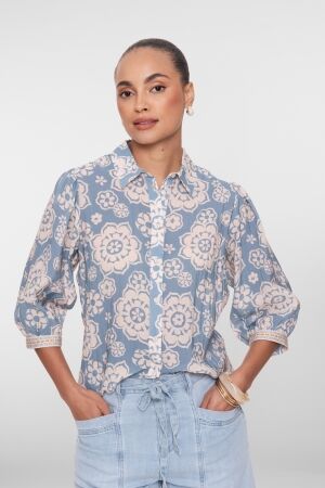 Geisha Geisha blouse 63466-20 Blouse 600 light blue/off white