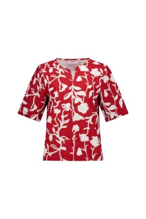 Studio Anneloes Studio Anneloes cyra flower top 13659 T-shirt Korte mouw 4013 ruby red/ecru