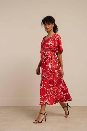 Studio Anneloes Studio Anneloes fransje flower dress 13664 Jurk 4028 ruby red/coral red